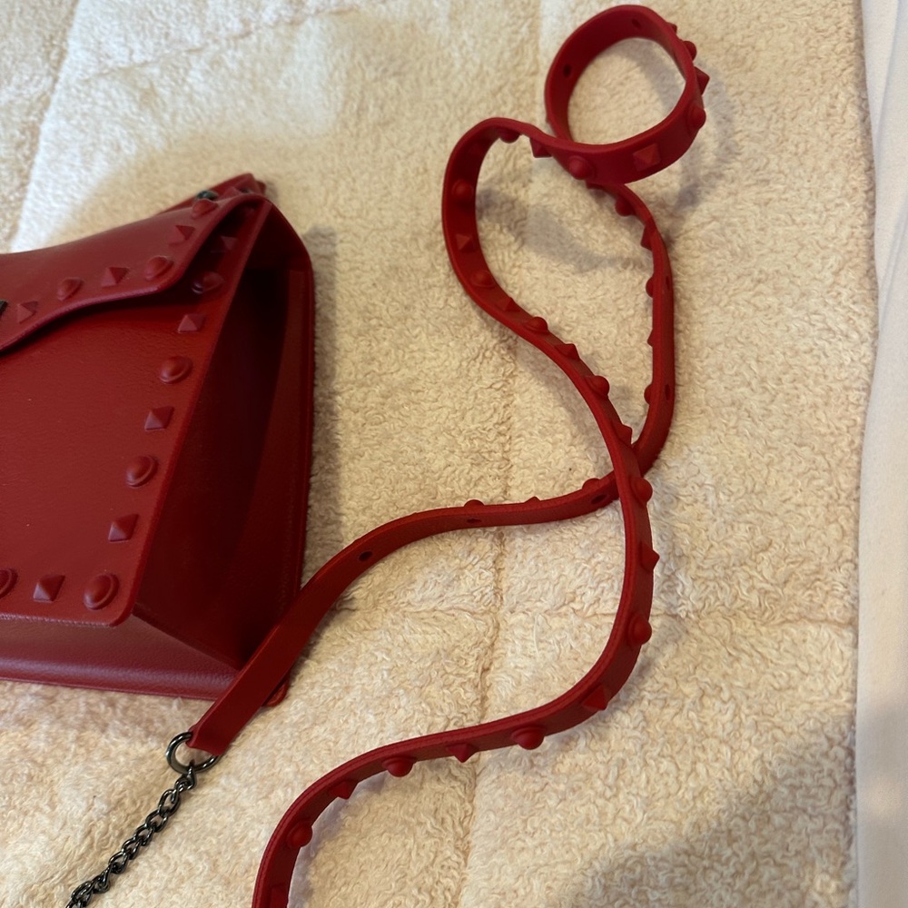 Stylish Red Studded Handbag - Picture 2 of 6